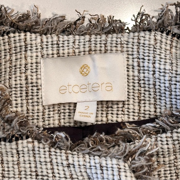 Etcetera by Carlisle Wool Blend Tweed Neutral Blazer Jacket Size 2 - Picture 4 of 11